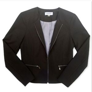 Calvin Klein Women's Moto Zip Blazer Jacket Size 4 Black